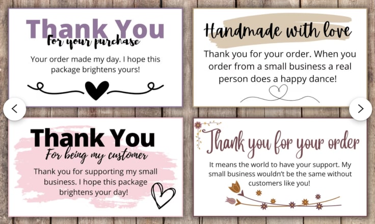 thank you for your order cards