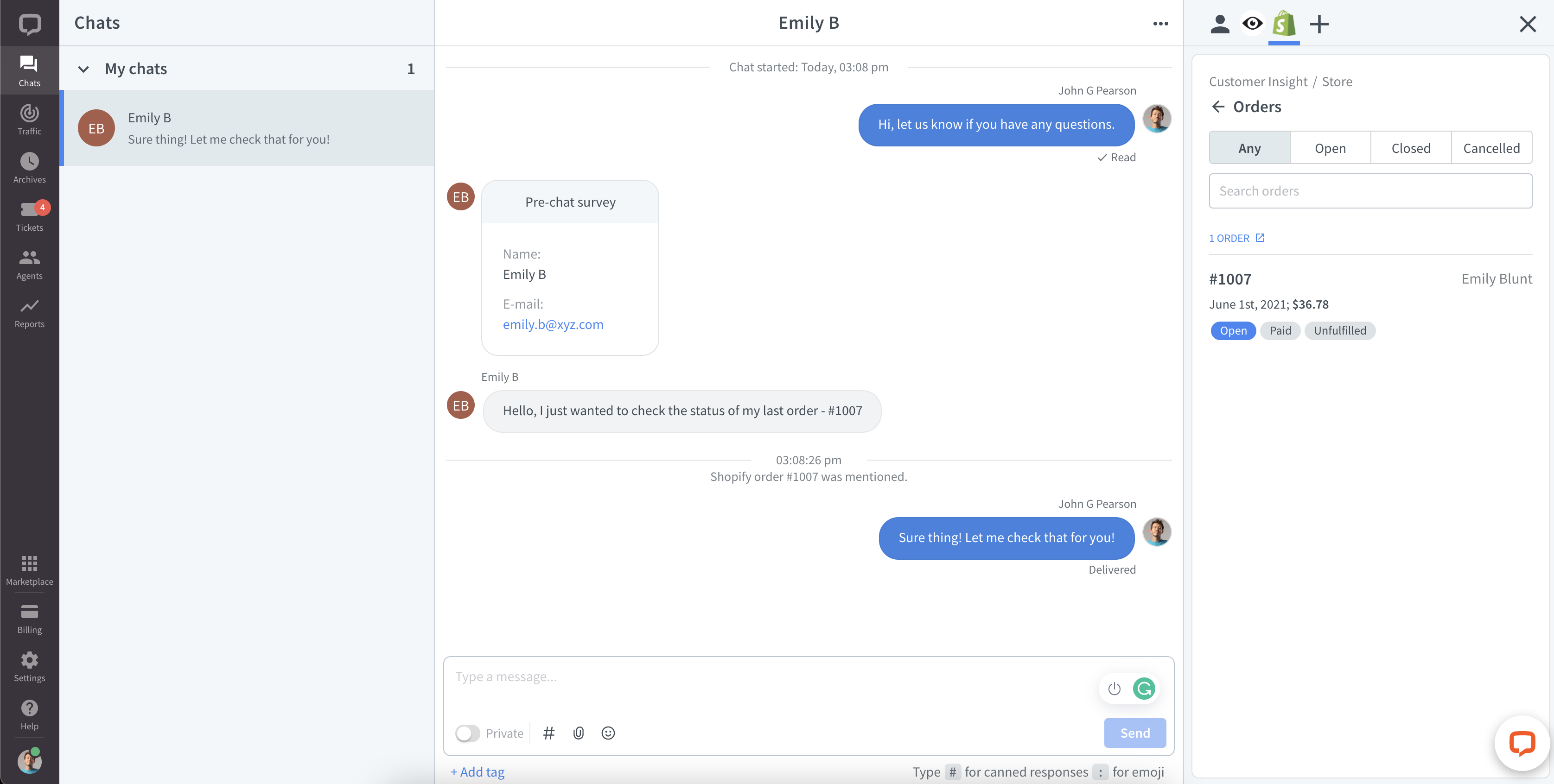 Customer Insight for Shopify view of all customer’s orders.
