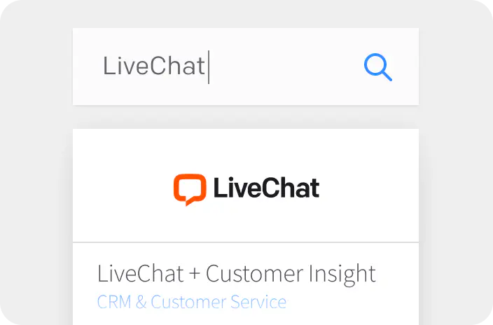 Searching LiveChat app in the BigCommerce app marketplace