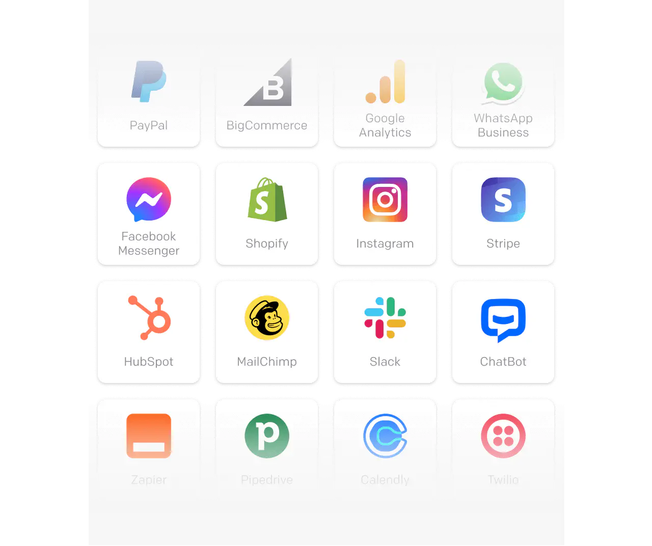 A set of LiveChat Marketplace app integrations's icons