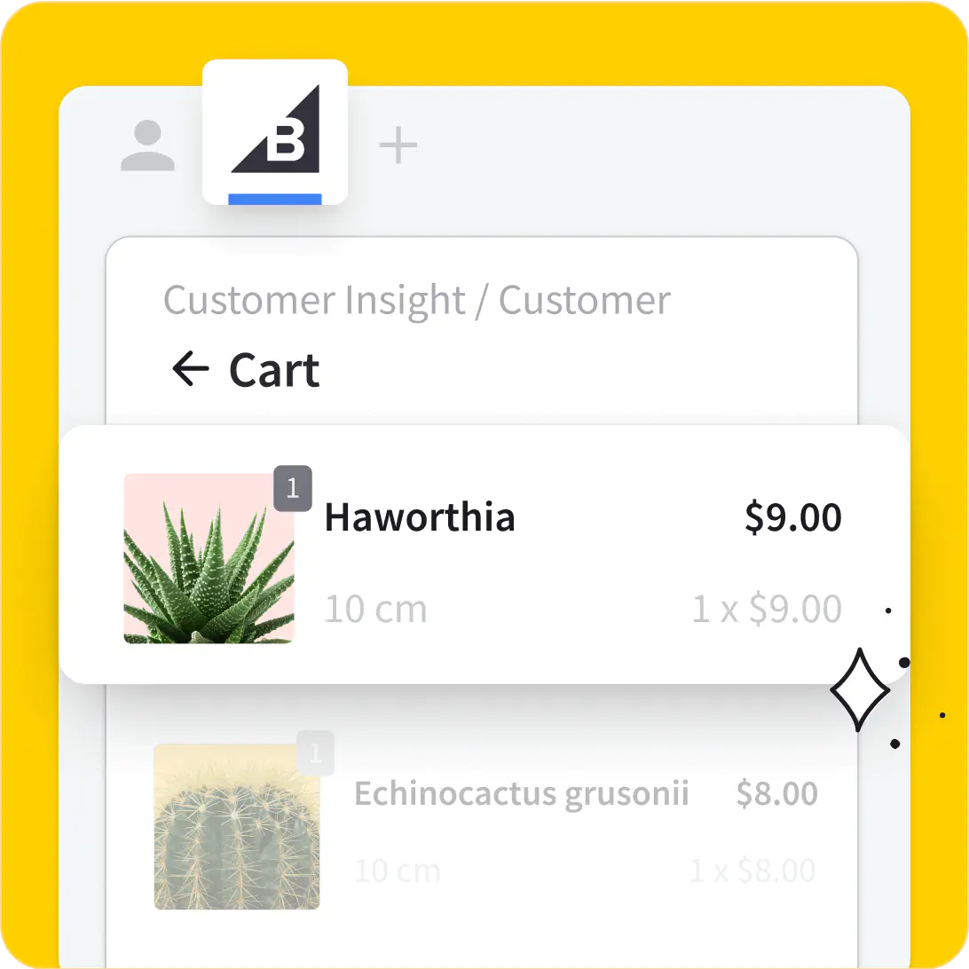 Live cart (trolley) view in the LiveChat app screenshot form desktop