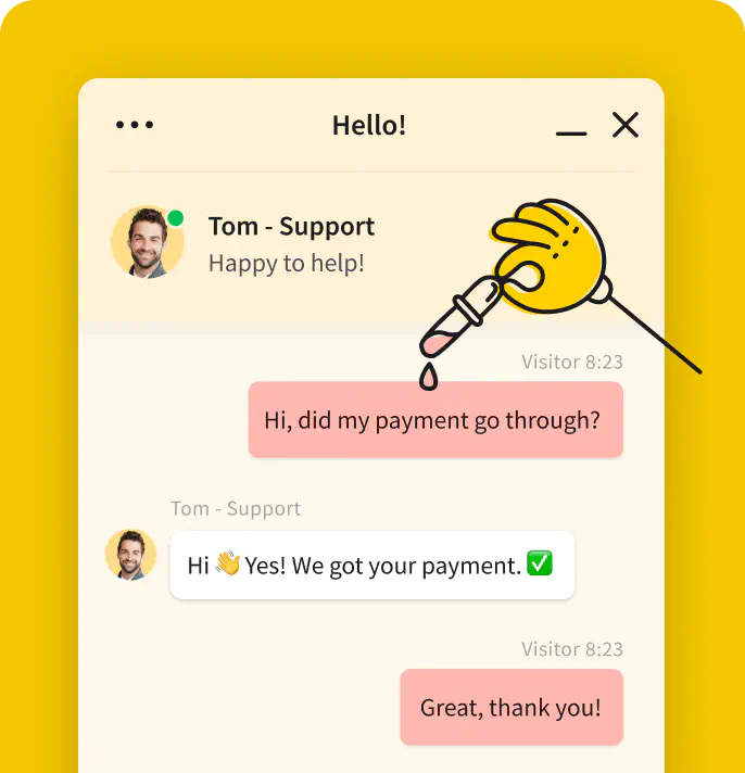 Vizualization of customizable look of LiveChat widget for websites