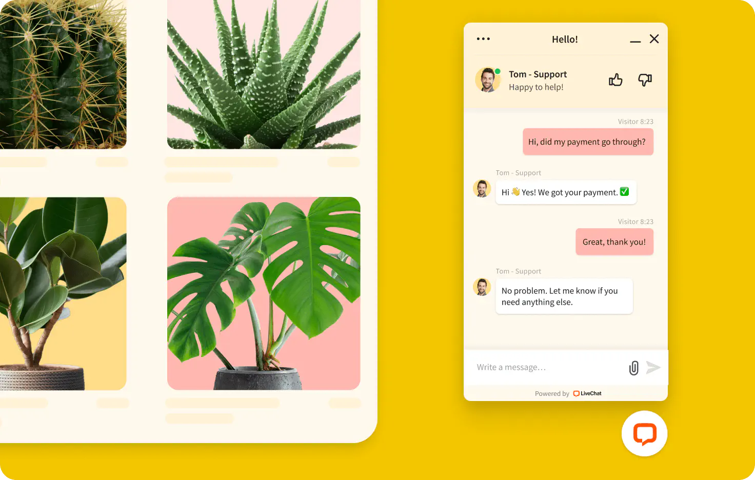 Vizualization of customizable look of LiveChat widget for websites